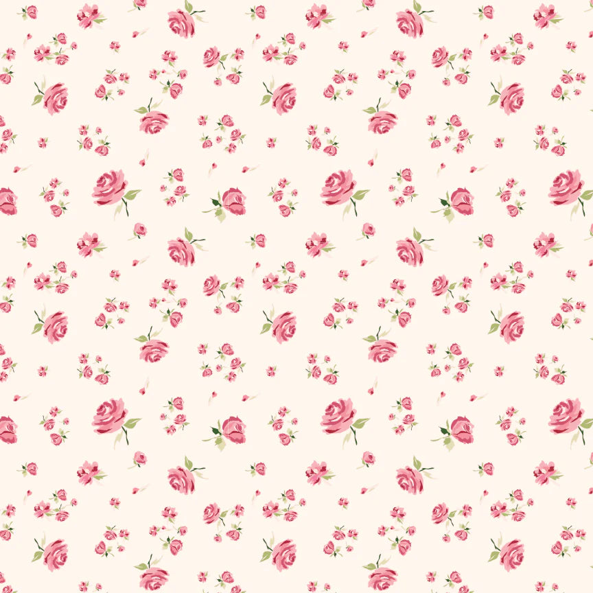 Poppie Cotton: Stolen Moments - SM253013 - Tossed Roses Blanc