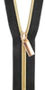 Black #5 Nylon Gold Coil Zippers: 3 Yards with 9 Pulls by Sallie Tomato