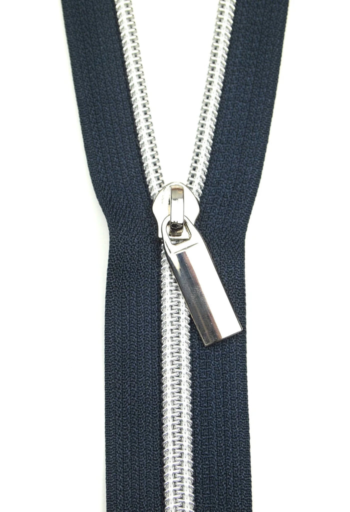 Black #5 Nylon Nickel Coil Zippers: 3 Yards with 9 Pulls by Sallie Tomato - LBY5C16