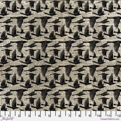 Free Spirit Fabrics: Substrates Frightful - Crows Black