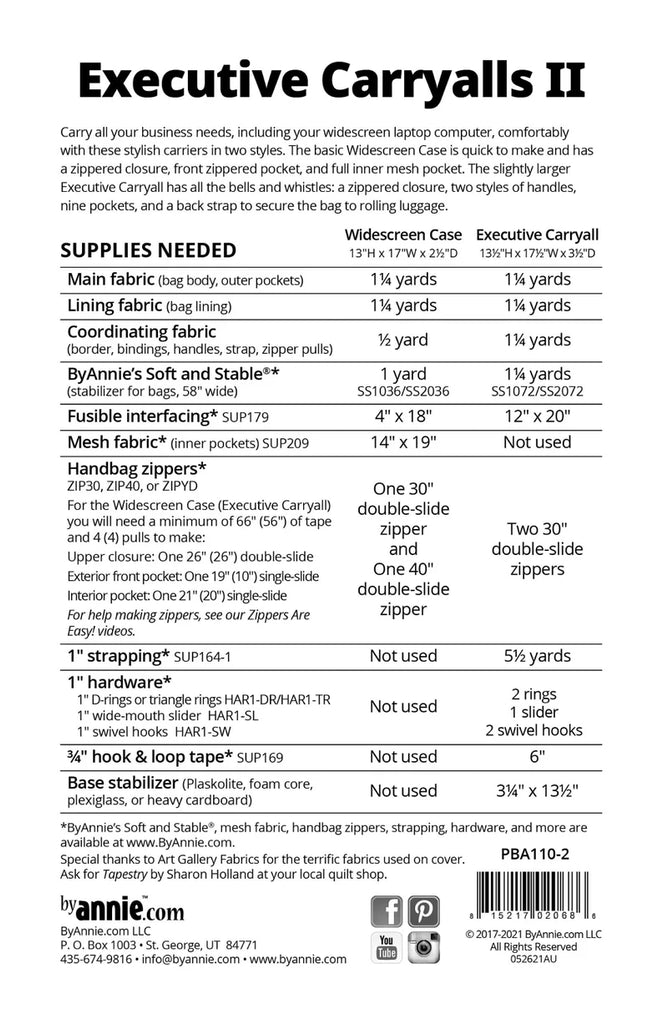 ByAnnie - Executive Carryalls II Bag Pattern - PBA110-2