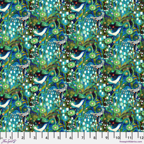 FreeSpirit - L'Heure Bleue - Lily of the Valley - Midnight - PWES033.MIDNIGHT - Sold by the Half Yard