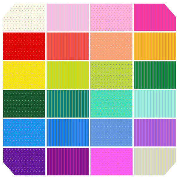 FreeSpirit Fabrics - True Colors 2022 - Tiny Dots and Stripes - 10" Charm Pack - FB610TP.Tiny