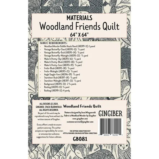 Woodland Friends Quilt Pattern by Stacie Bloomfield - GB 081