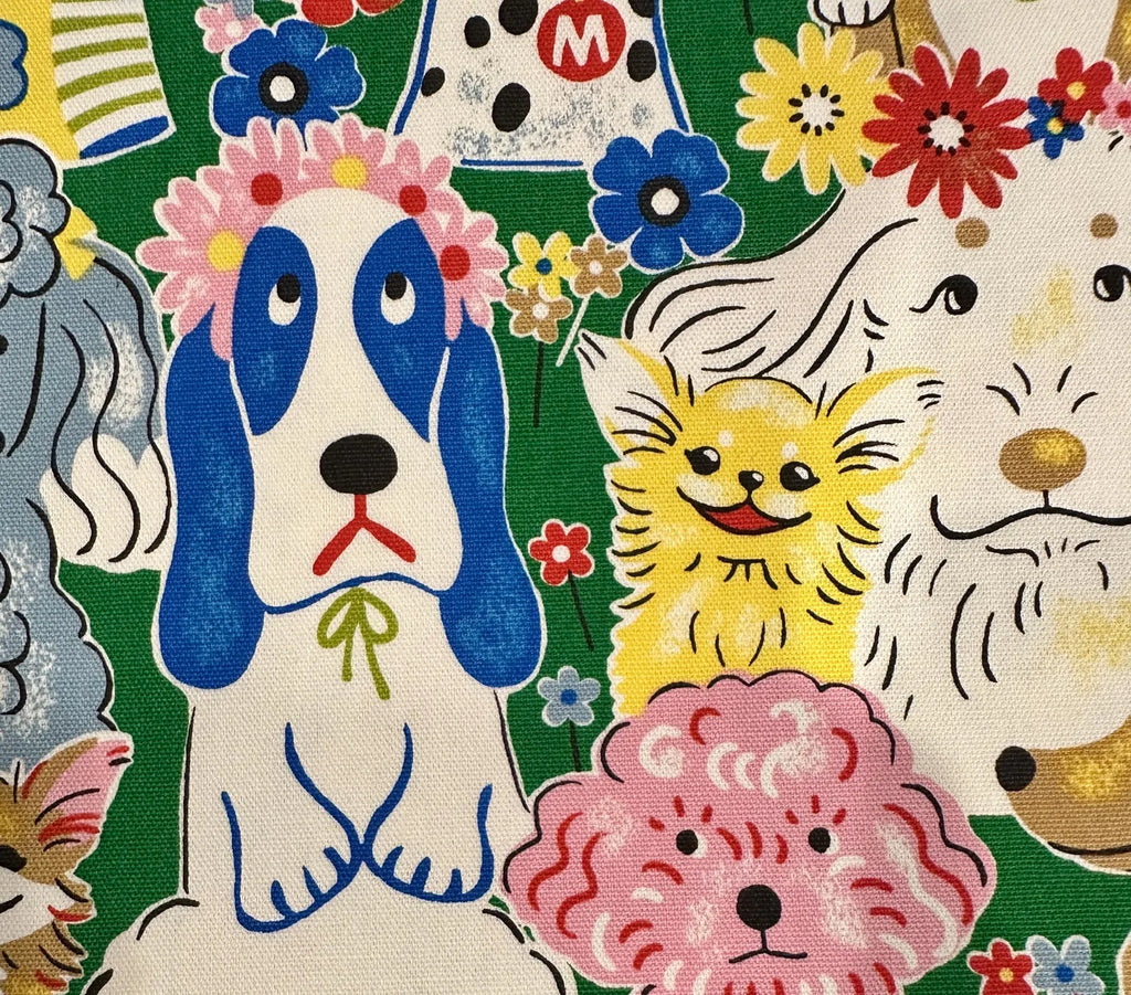 Kokka - Powerful Animal Dogs Retro Oxford - YGA-71000-C - Sold by the Half Yard