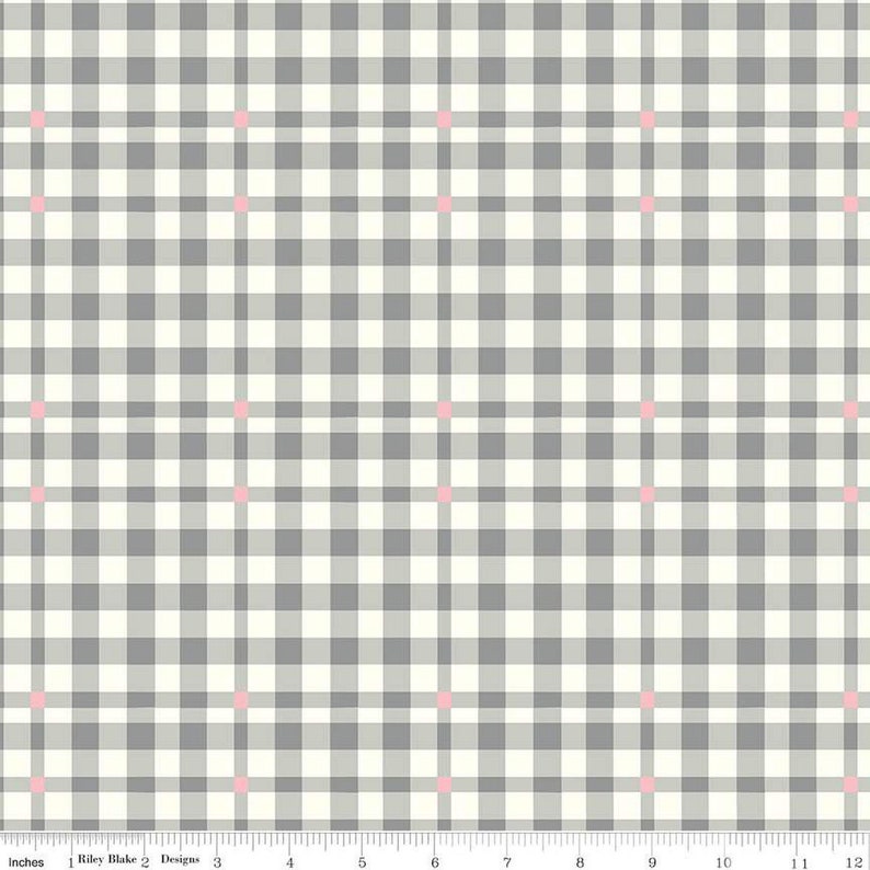 Riley Blake Designs - Bloomberry - Plaid - Gray - C14605-Gray - Sold by the Half Yard