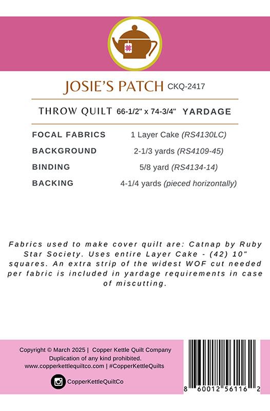 Copper Kettle Quilt Company - Josie's Patch Quilt Pattern - CKQ2417