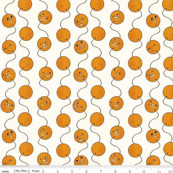 Riley Blake - J. Wecker Frisch - Costume Maker's Act II - Jack-O-Lantern Balloons White - C16007-WHITE - Sold by the Half Yard