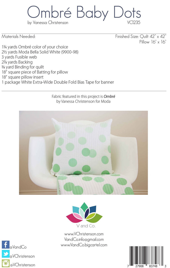 Ombre Baby Dots Quilt Pattern by Vanessa Christenson for V and Co. - VC1235