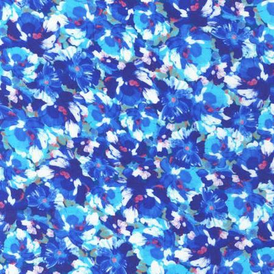 Robert Kaufman Painterly Petals Wide Sateen: Blue
