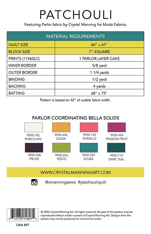 Patchouli Quilt Pattern by Crystal Manning of Moda Fabrics