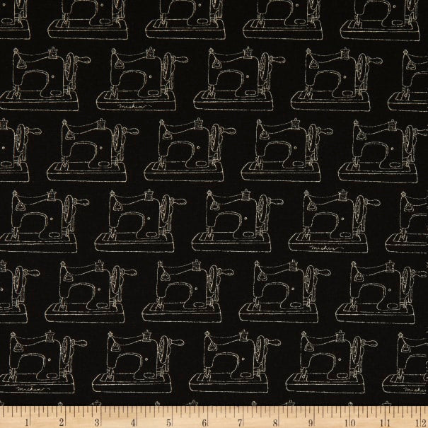 Kaufman Sewing Machine Canvas - Black