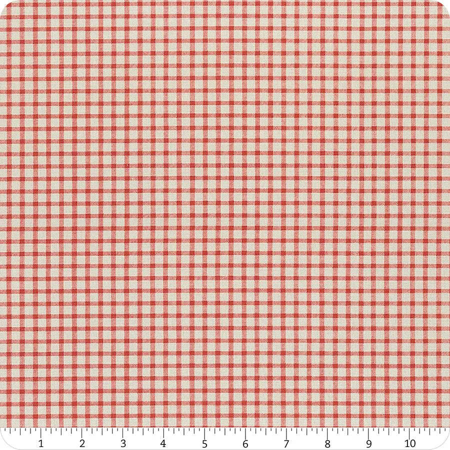Roselyn Taupe and Red Gingham Yardage SKU# 14918-17