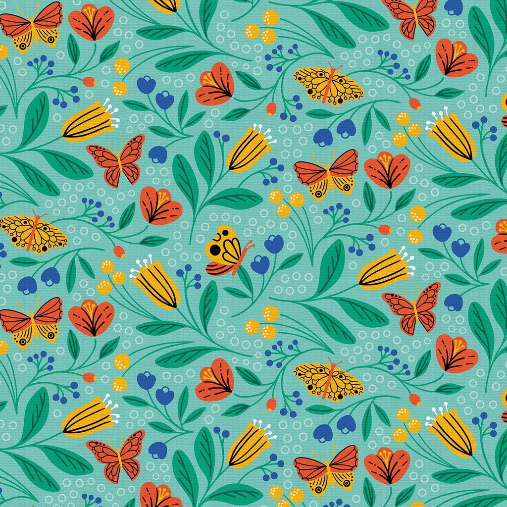 Bugs & Butterflies Main Teal