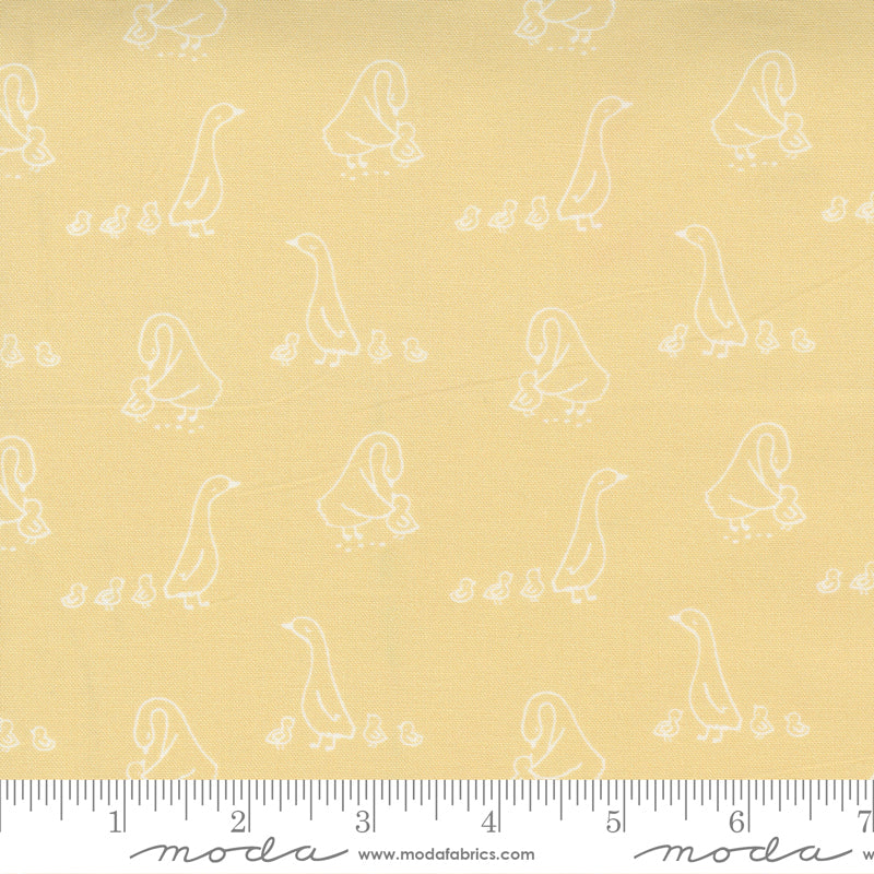 Little Ducklings - White Outlines on Mustard 25103 16 - End of Bolt - Must Take All - 6 Yards Total