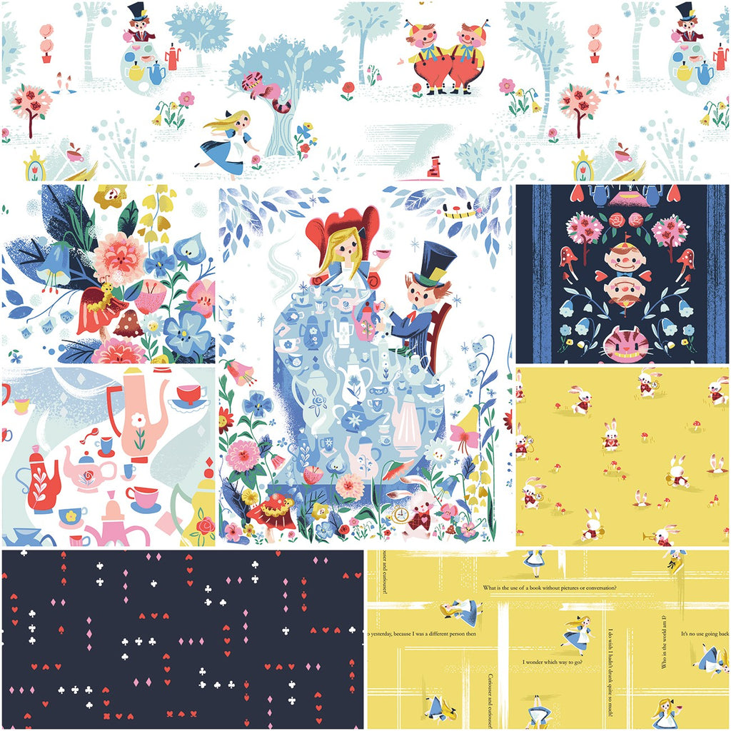 Down The Rabbit Hole 1 Yard Bundle White, 8 Pcs.