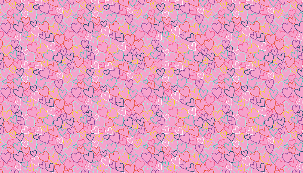 Makower UK Daydream - Hearts Pink