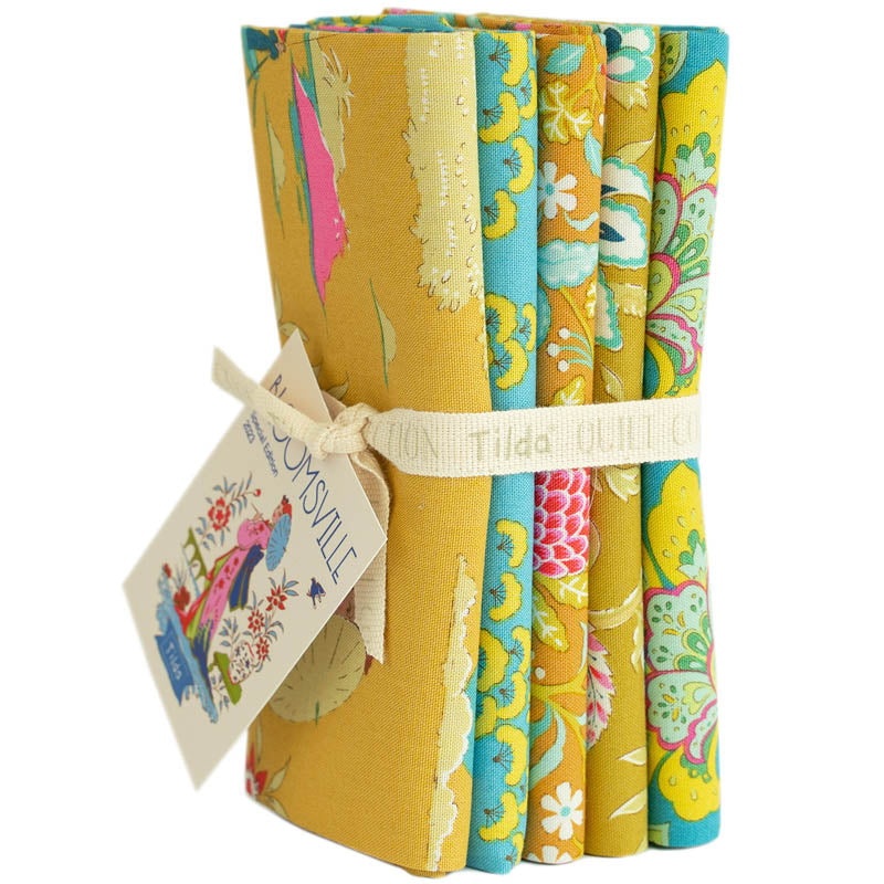 BLOOMSVILLE - FAT QUARTER BUNDLE 5 fabrics Corn/Sky- TIL300162