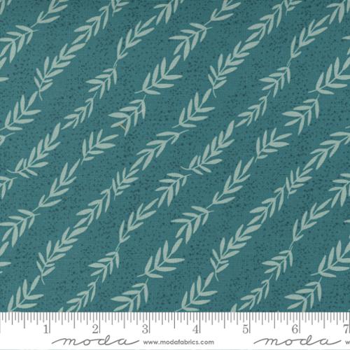 Songbook A New Page Dark Teal 45556 20 Moda #1 - Reaching Stripes Leaf