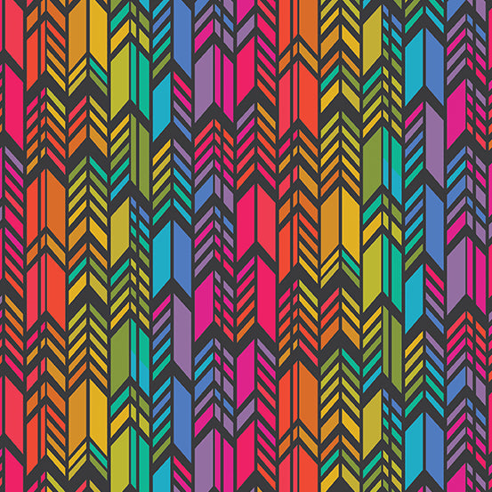 Alison Glass Art Theory - Rainbow Feather A-9701-C - Color Night by Andover Fabrics