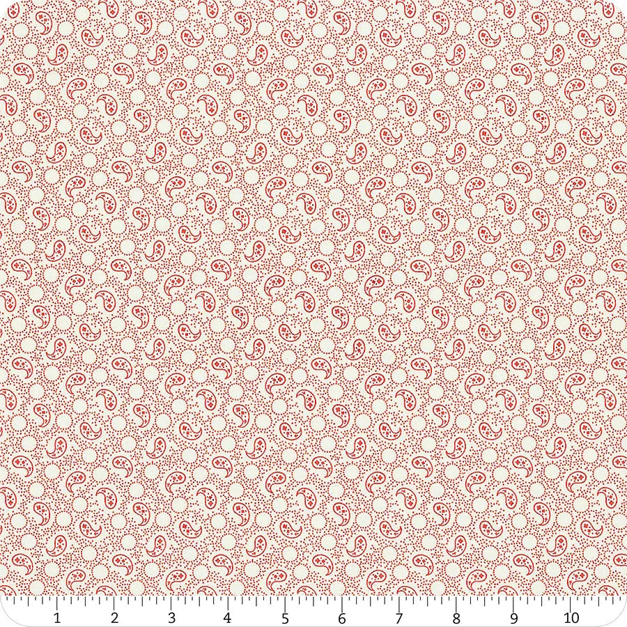 Roselyn Ivory and Red Paisley Yardage SKU# 14915-16