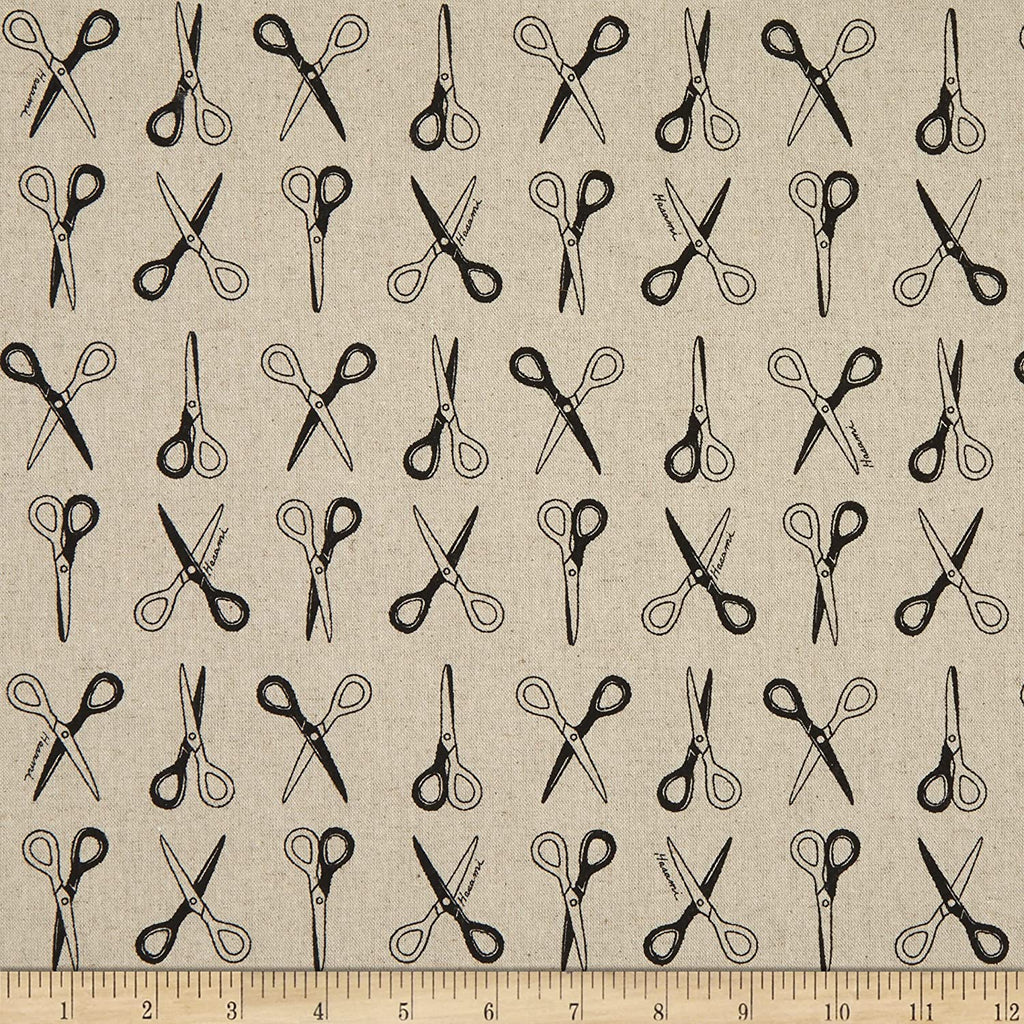 Kaufman Scissors Canvas - Cream