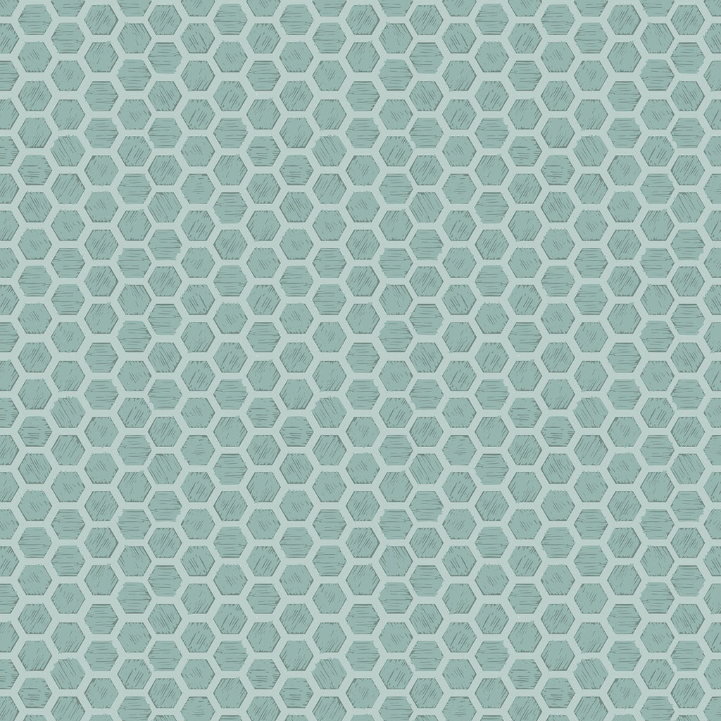 Queen Bee -  Honeycomb on duck egg (End of Bolt) 2 yards 12 inches