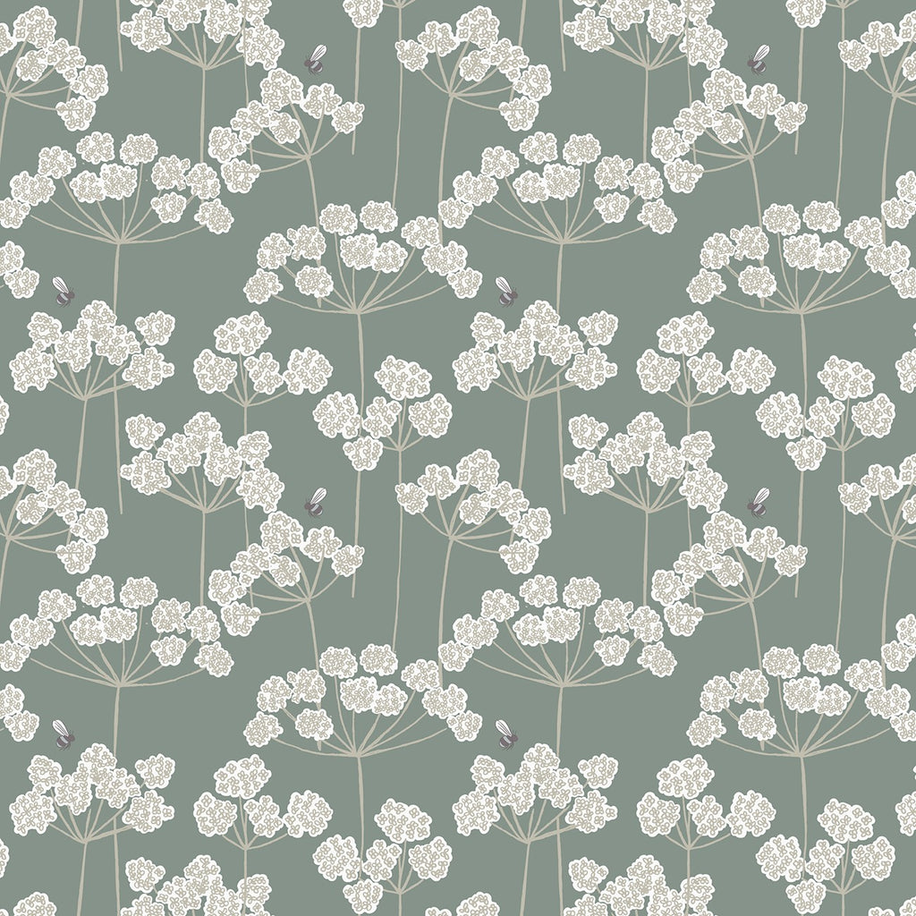 Lewis & Irene Country Life - Green Cow Parsley & Bee A95-2