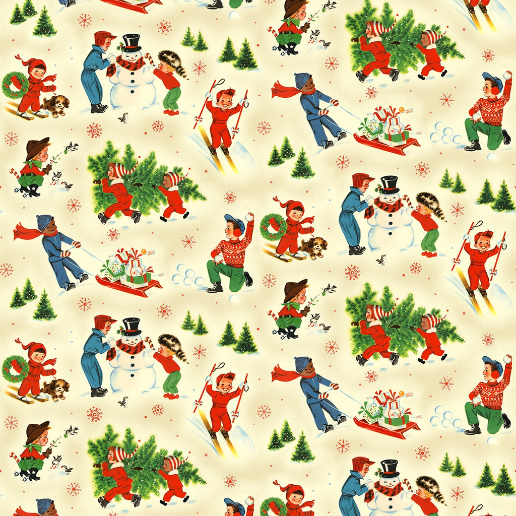 Michael Miller Cream Snowy Playground