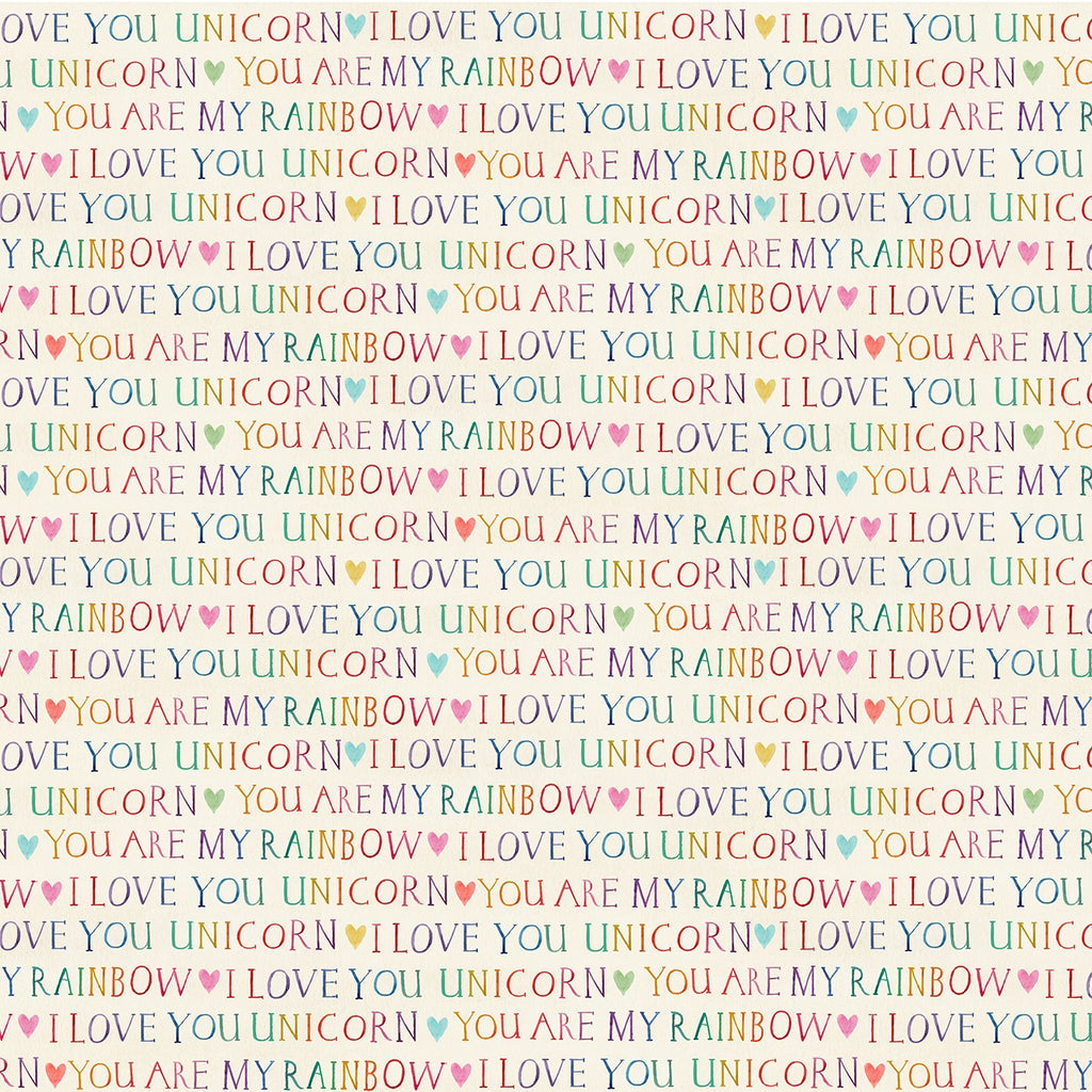 Michael Miller Baby Corn - Cream Rainbow Text