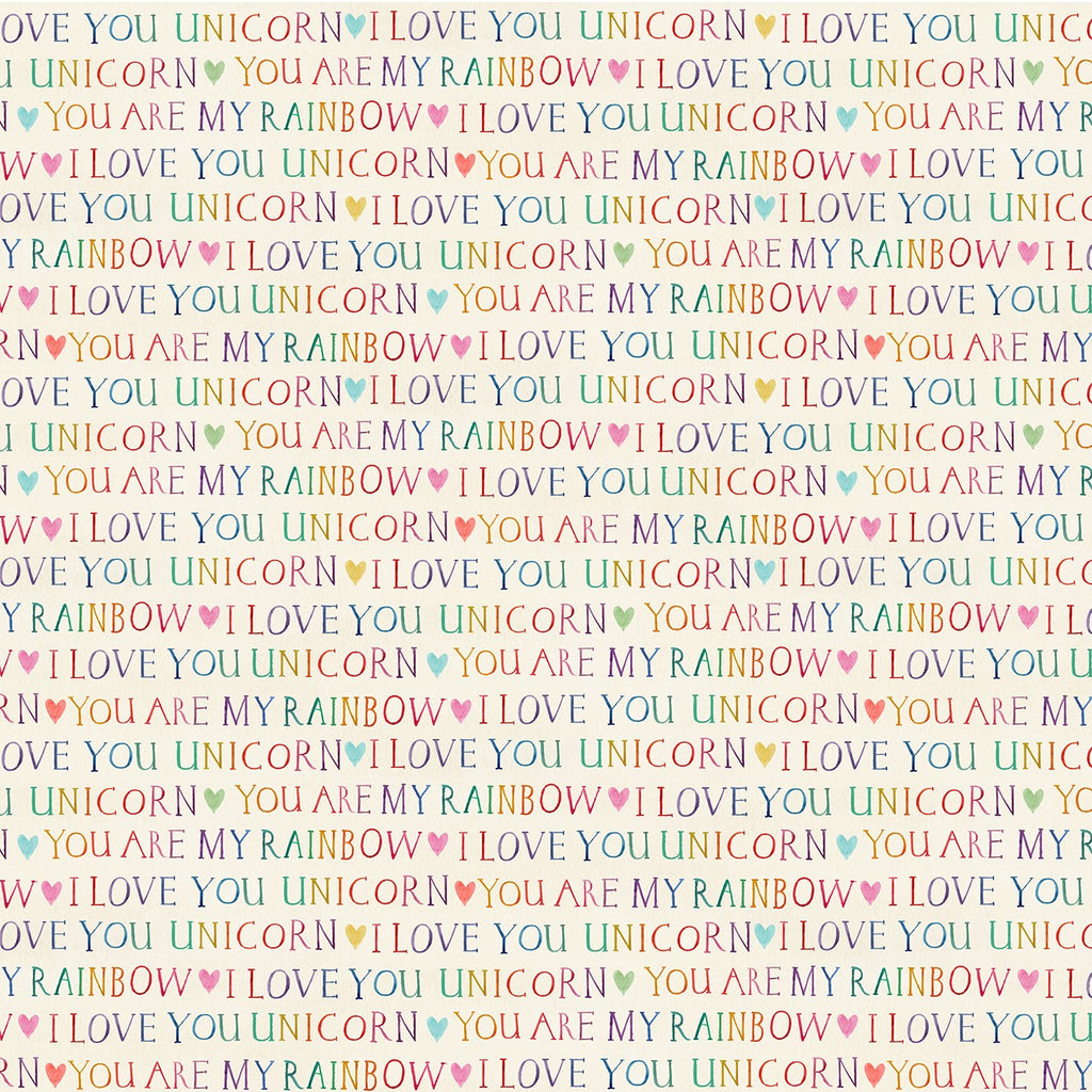 Michael Miller Baby Corn - Cream Rainbow Text