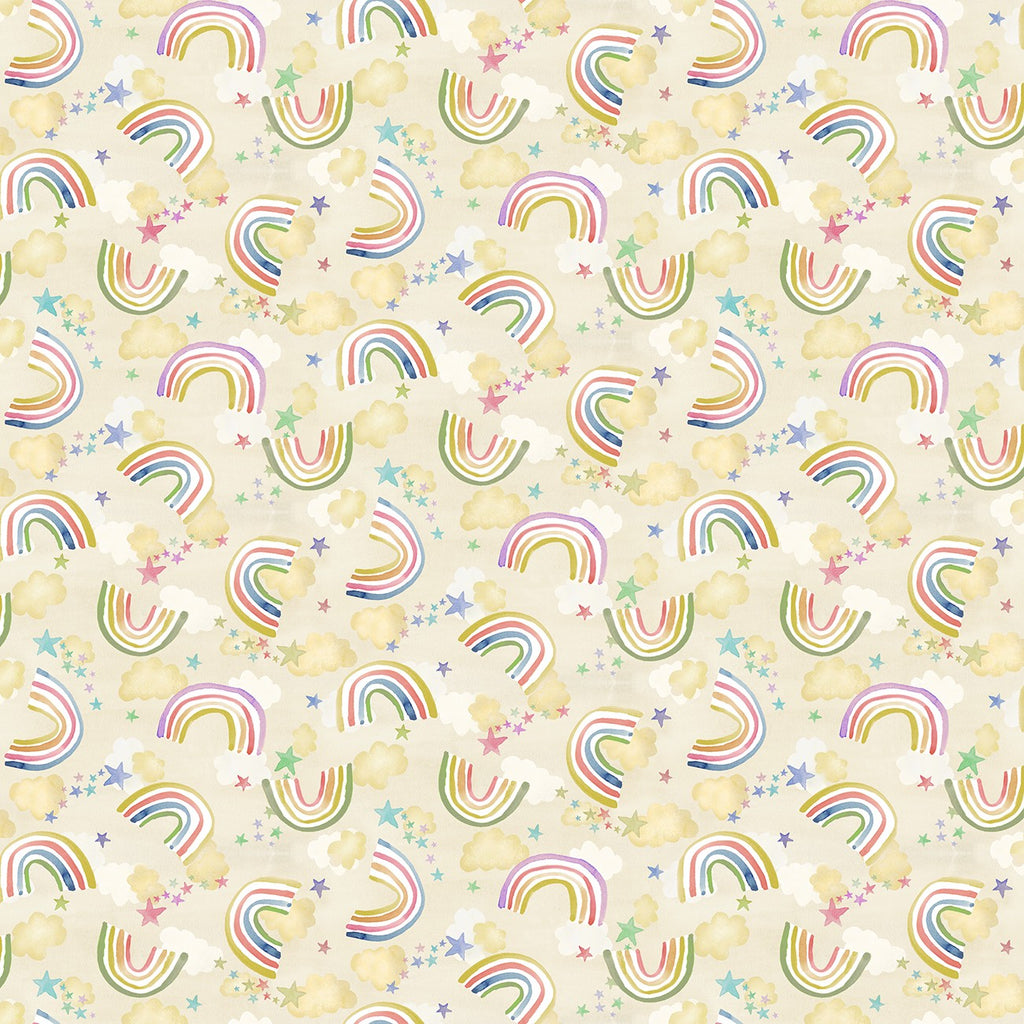 Michael Miller Baby Corn - Cream Unicorn Rainbows