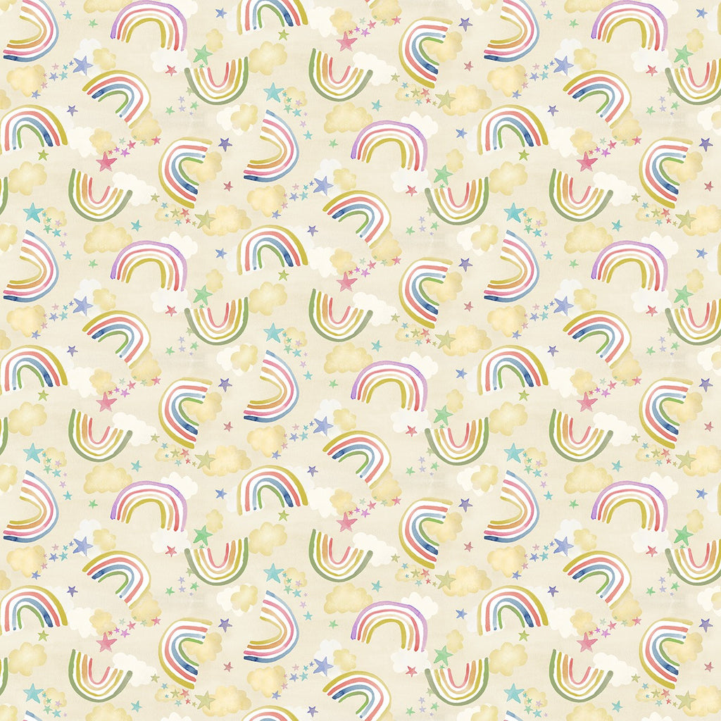 Michael Miller Baby Corn - Cream Unicorn Rainbows