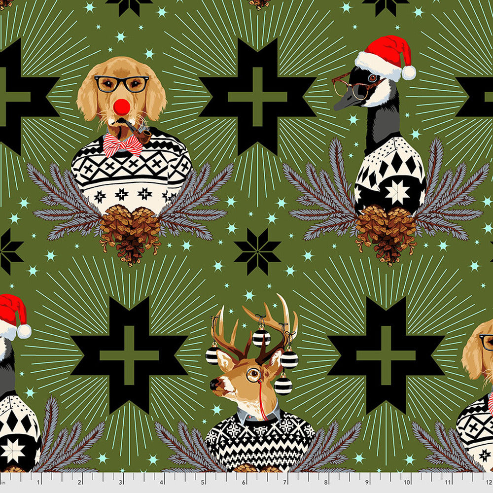 Holiday Homies Pine Fresh Buck, Buck, Goose Flannel Yardage SKU# FNTP001-PINEFRESH