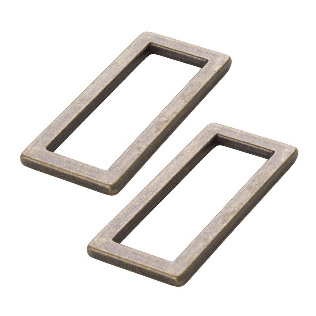 ByAnnie- 1 ½” Antique Brass Rectangle Rings Flat, Set of Two