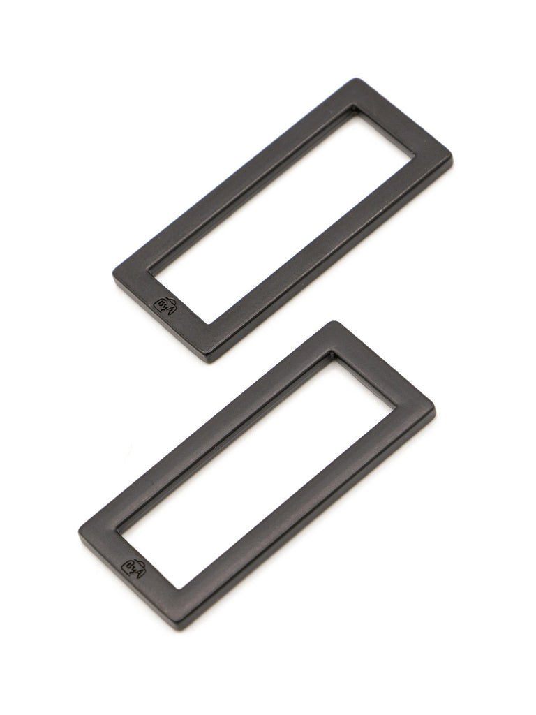 ByAnnie -  Rectangle Ring Flat 1-1/2in Black Metal Set of Two