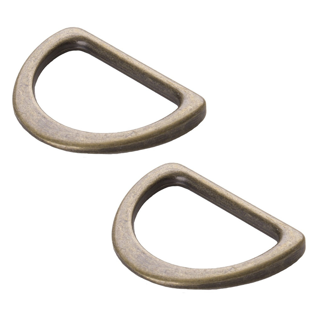 By Annie- Antique Brass 1” Flat D Rings, Set of Two