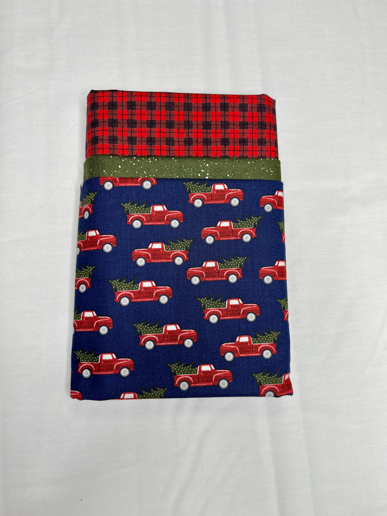 Trucks on Blue & Plaid Pillowcase Kit