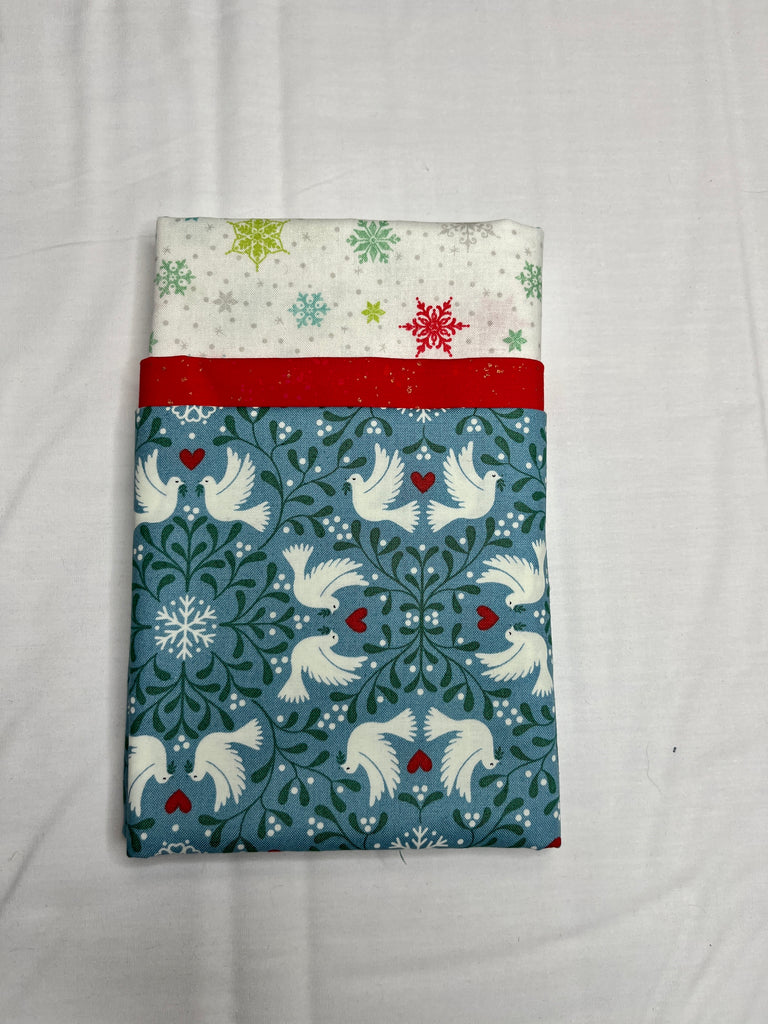 Doves on Blue & Snowflakes Pillowcase Kit