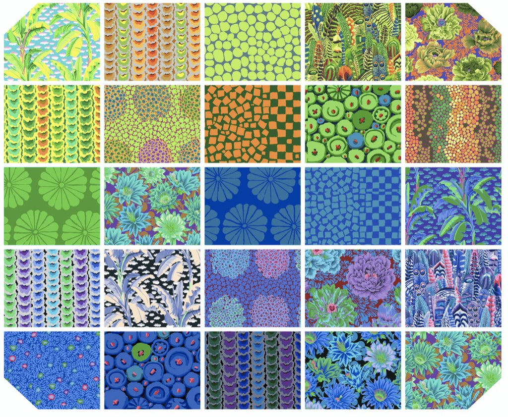 Kaffe Fassett Collective February Spring 2021 - Cool 25 Pieces Fat Quarter Bundle