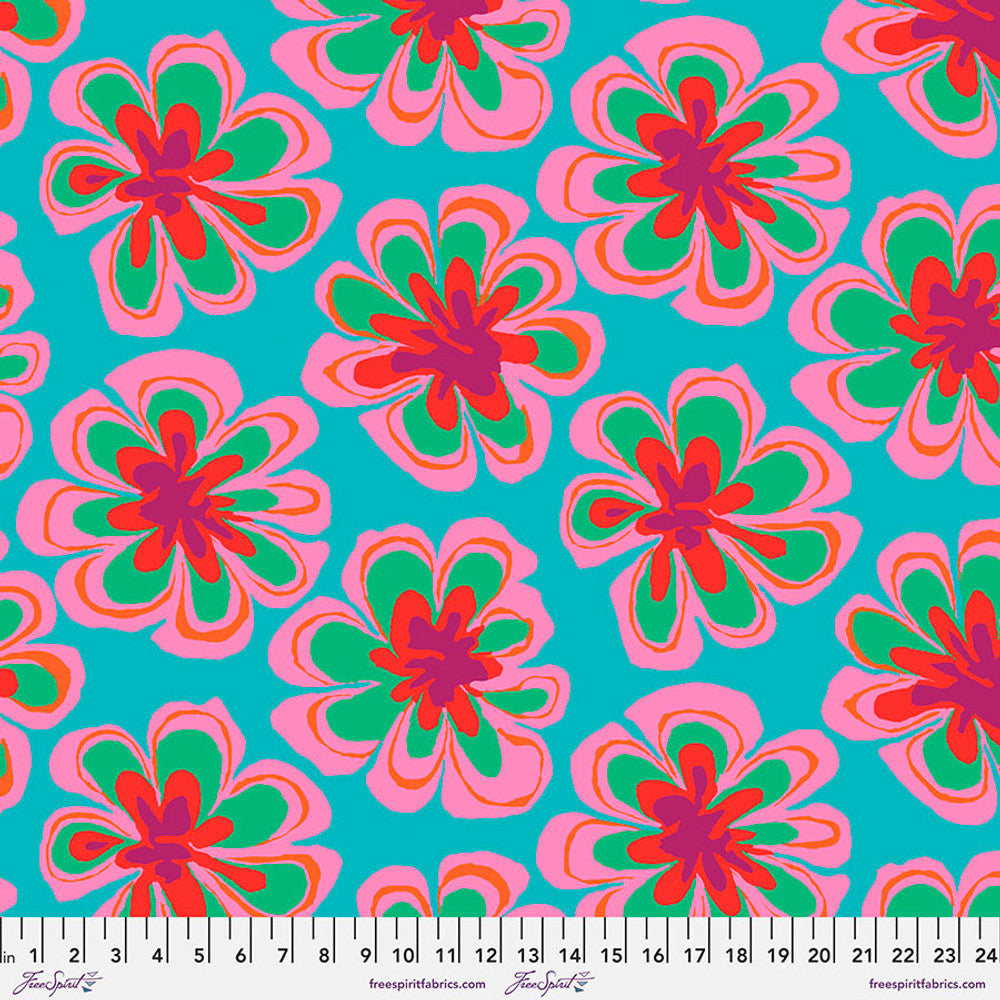 Kaffe Fasset for Free Spirit Fabrics  Funky Flora - Aqua || February 2023