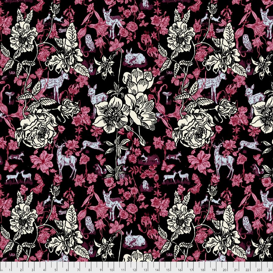 Woodland Walk Fawn in Flowers - Black