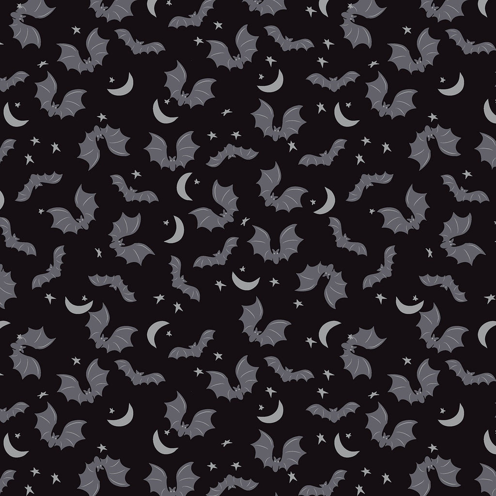 Spooky Hollow Bats Black Sparkle