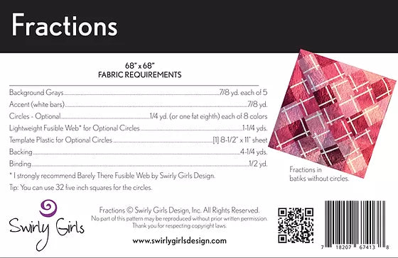 Swirly Girls - Fractions Quilt Pattern - SGD055
