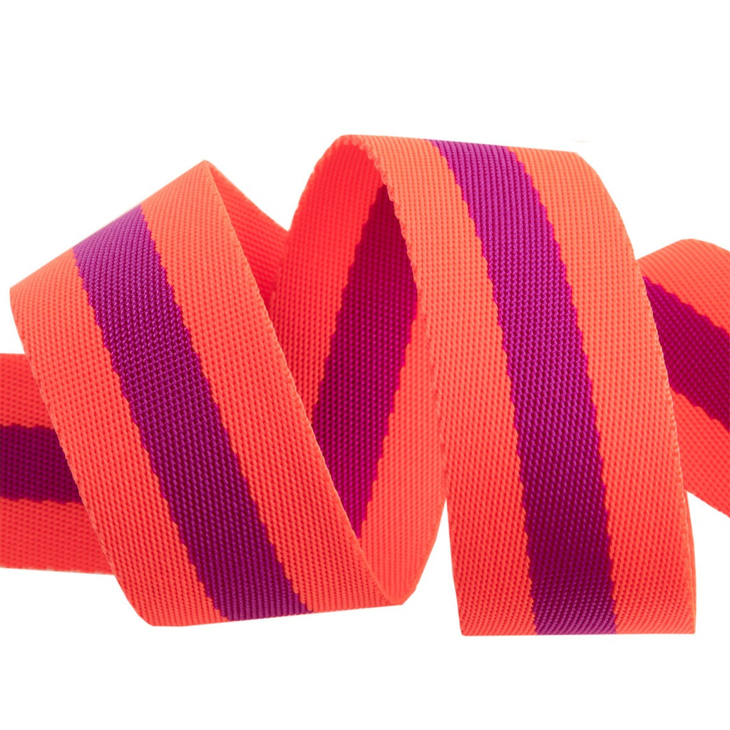 Tula Pink Webbing 1.5in - Watermelon and Plum