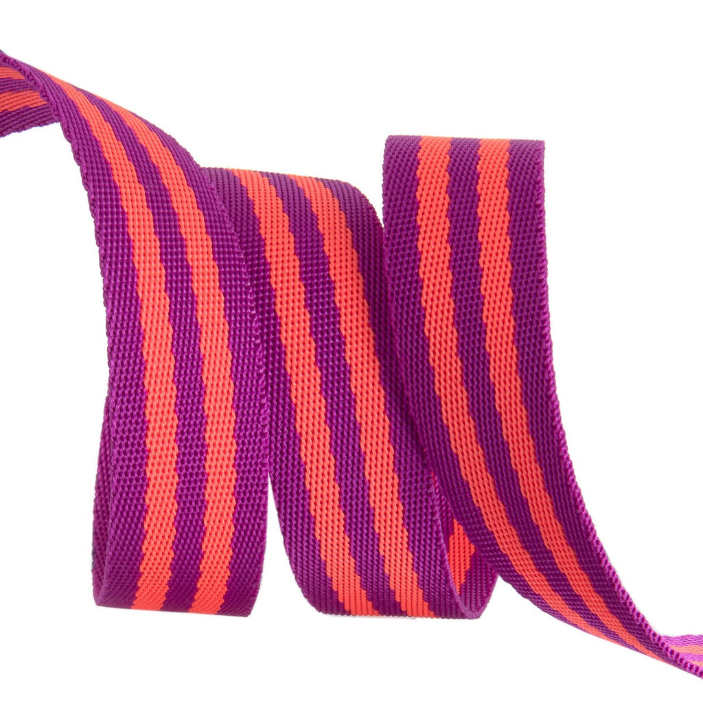 Tula Pink Webbing 1in - Watermelon and Plum - Sold by the yard