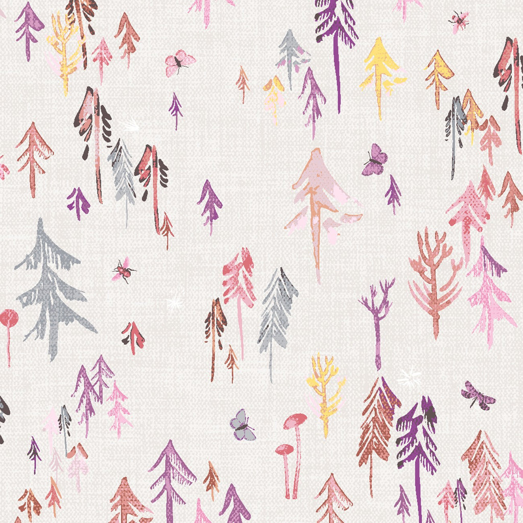 Clothworks Forest Glade - Dark Pink Forest