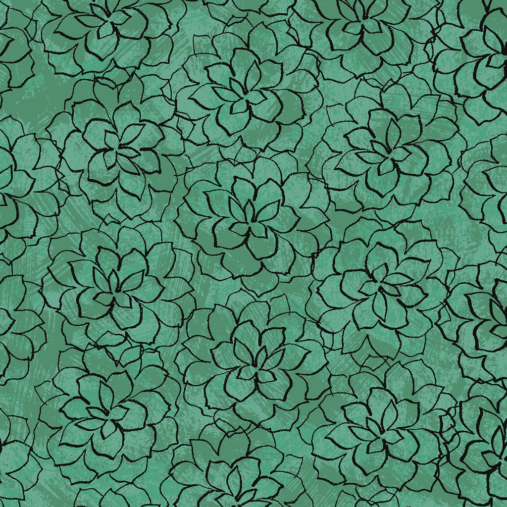Clothworks Imagine - Teal Succulents
