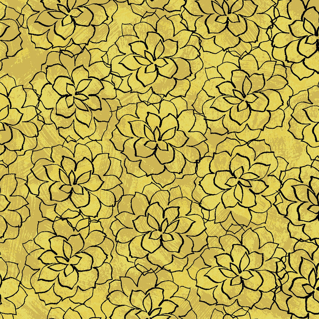 Clothworks Imagine - Gold Succulents