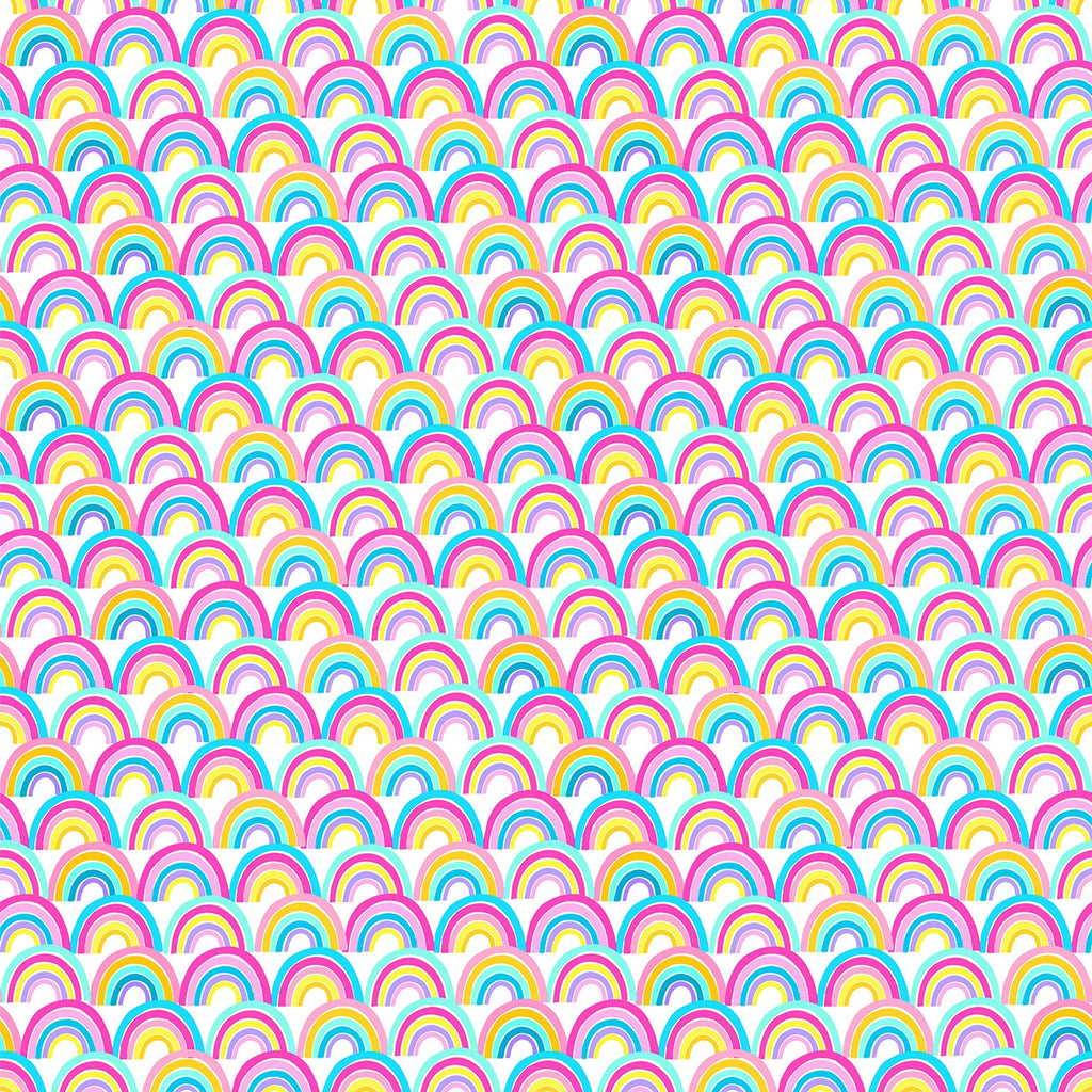 Clothworks - Multi Color Unicorn Love Digital Packed Rainbows